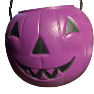 Vintage Purple Trick or Treat Plastic Pail